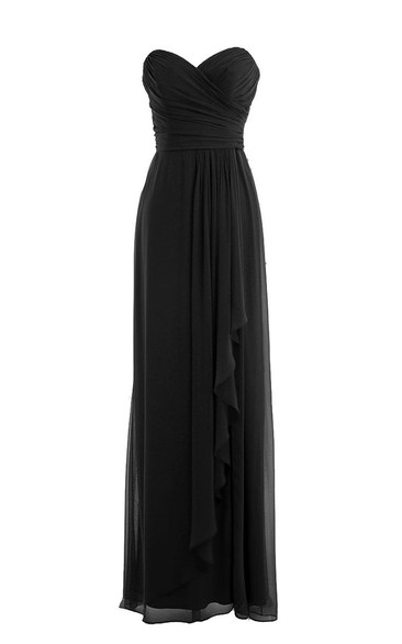 Sweetheart Drapped Long Dress With Zipper Back