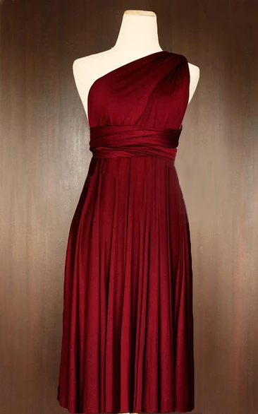 Short Straight Hem Wine Red Convertible Wrap Dress