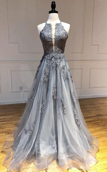 Steel grey prom outlet dresses