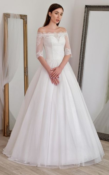 Delicate Lace Ball Gown Off-the-shoulder Wedding Dress