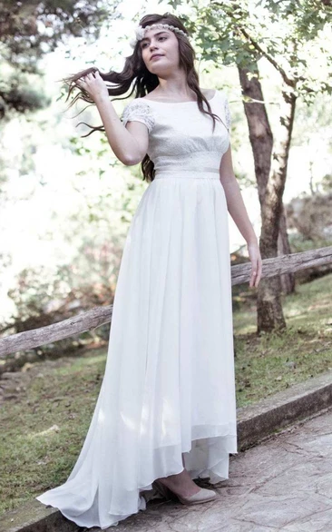 Short Mini Tea-Length Chiffon Lace Wedding Dress