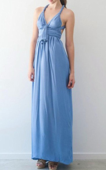 Chiffon Convertible Floor-Length Dress With Straps