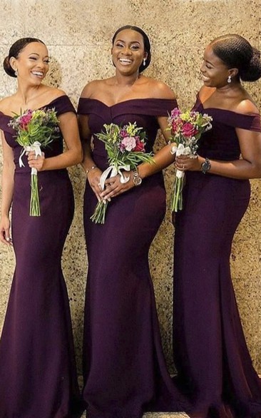 Jersey Sexy Elegant Off-the-shoulder Mermaid Bridesmaid Dress With Ruching