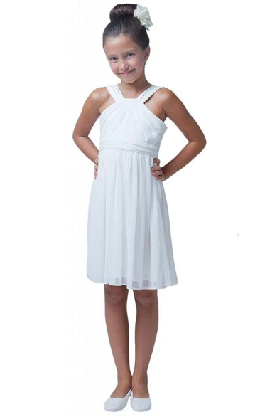 Sleeveless A-line Pleated Dress With Straps