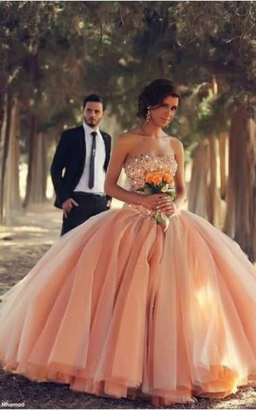 Pink Sexy Tulle Ball Gown Wedding Dresses Sweetheart Vestidos De Novia Pleated Bridal Gowns With Rhinestones