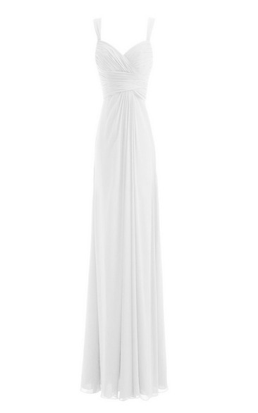 Sleeveless Empire Chiffon Dress With Criss-cross Ruching - June Bridals