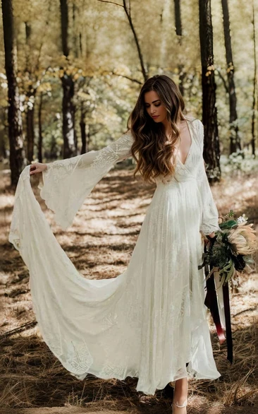 Long lace boho dress best sale