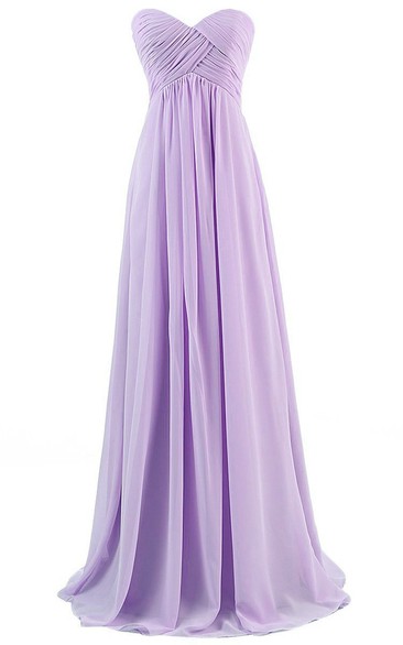 Strapless Sweetheart Ruched Chiffon Empire Gown