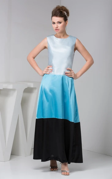 Mute-Color Satin A-Line Gown with Zipper Back