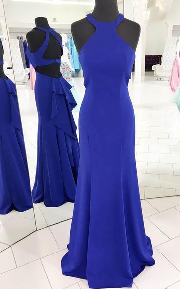Gorgeous Halter Royal Blue Mermaid Long Evening Dress