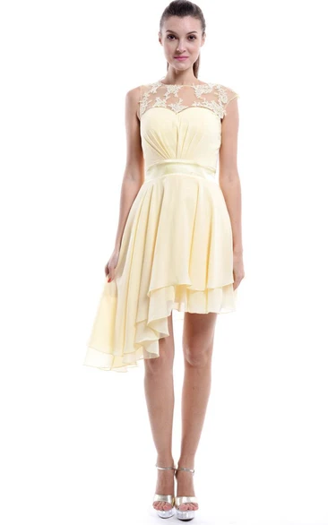Short Asymmetrical Sweetheart Chiffon&Lace Dress