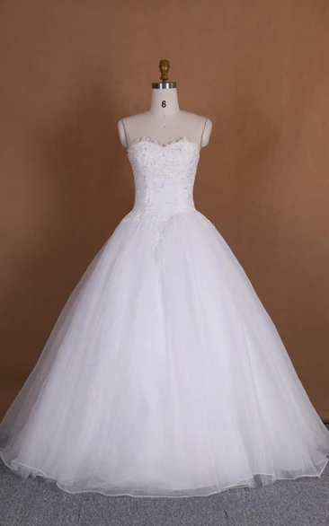 Ball Gown Sweetheart Tulle Lace Dress With Beading