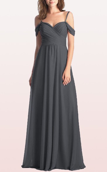 Simple A Line Off-the-shoulder Chiffon Sleeveless Bridesmaid Dress