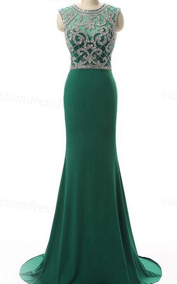 Hunter Long Evening Crystal Beading Formal Evening Handmade Beading Chiffon Formal Evening Gowns Prom Party Dress