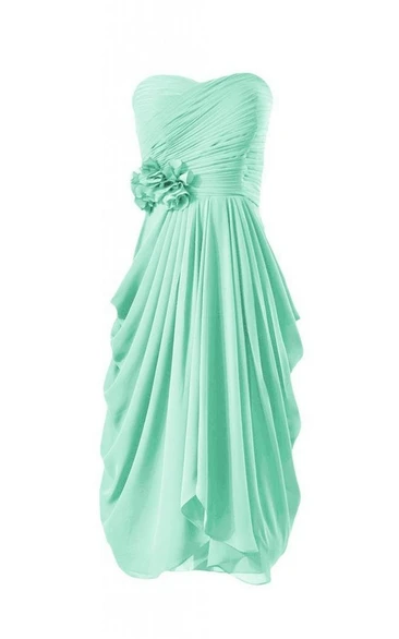 Sweetheart Ruched Drapped A-line Gown With Flowers
