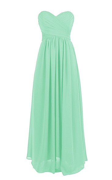 Sweetheart Ruched Chiffon A-line Gown With Zipper Back
