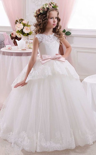Sleeveless High Neck Lace And Tulle Ball Gown