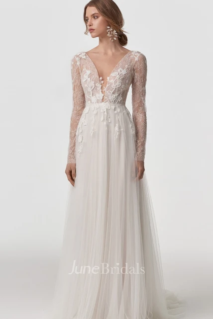 Modest Ethereal Long Sleeves Boho Lace Wedding Dress