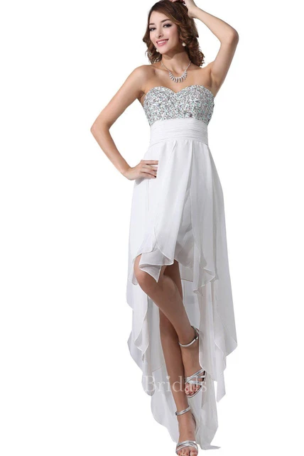Sweetheart A-line High-low Chiffon Dress With Beadings - June Bridals
