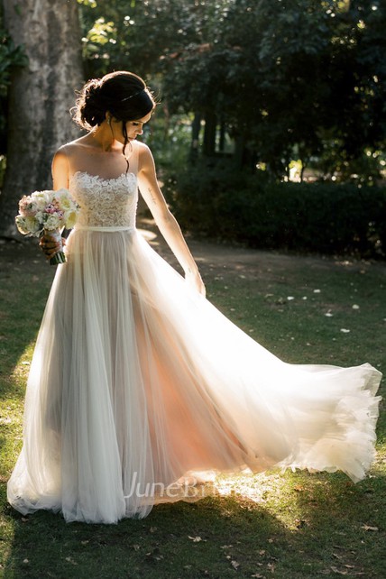 【andresd】decorative tulle top ベージュ Chiffon Tulle Lace Organza Satin Taffeta Wedding Dress