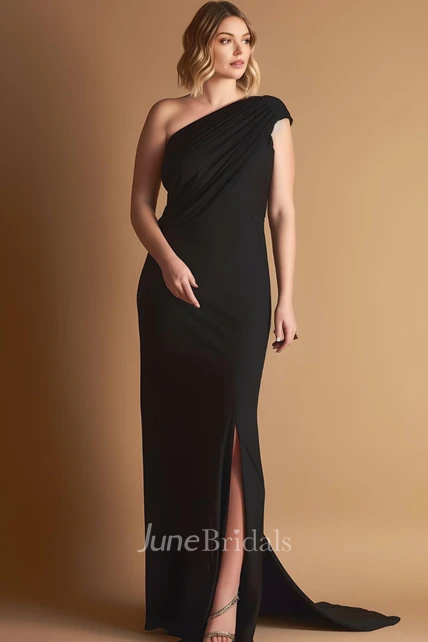 Sheath One-shoulder Simple Black Short Bridesmaid Dresses, BD0620 – Okstyles