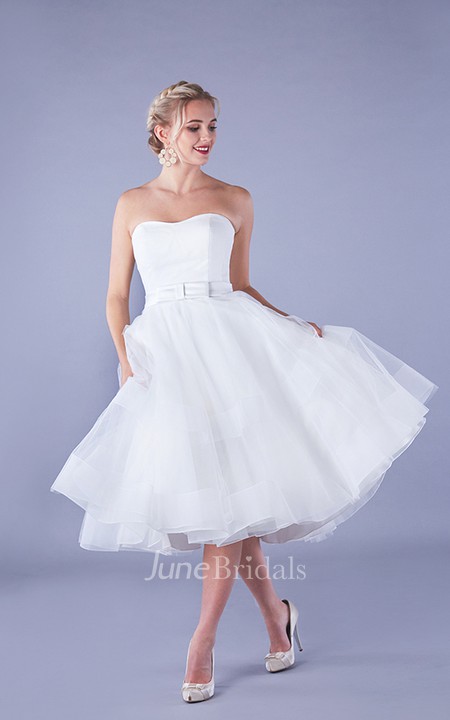 Simple Organza Aline Strapless Zipper Back Bridal Gown - June Bridals