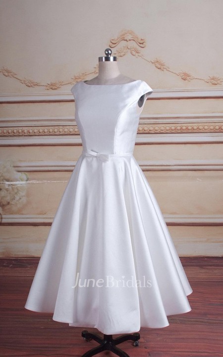 Chic A-Line Satin Short Wedding Dress - June Bridals