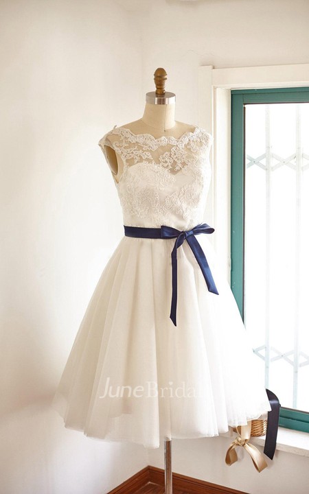 Fun Short Lace Tulle Wedding Bridal Gown Dress - June Bridals