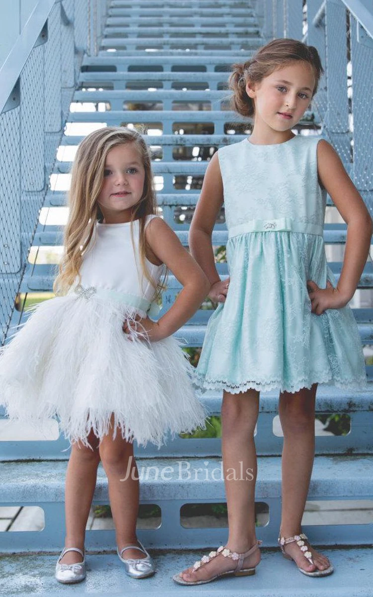Liv Ivory Bridal Party Baptism Exclusive Party Dress With Bow and Feathers Party Dress