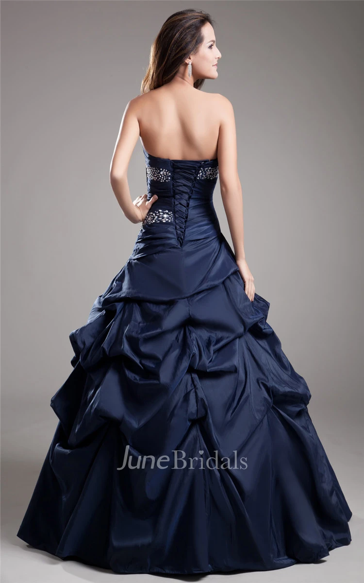 Lovely A-Line Princess Ball Gown With Ruching And Crystal Detailing
