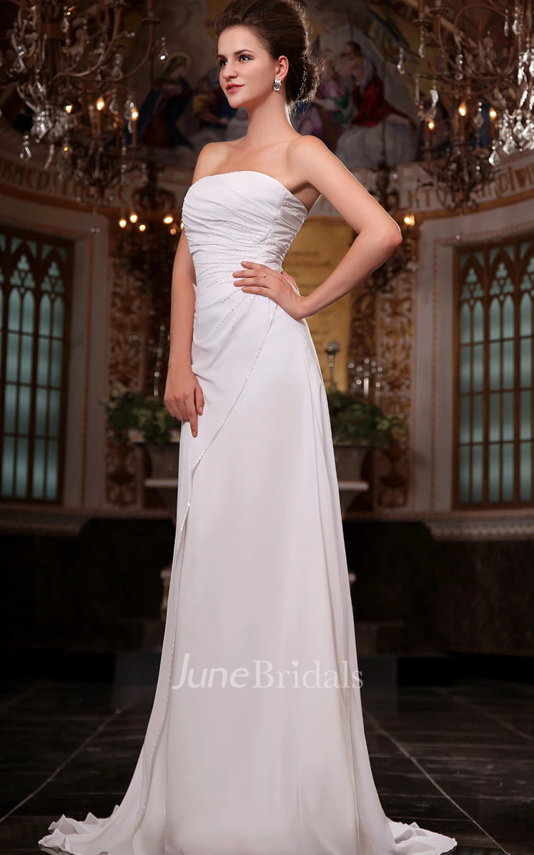 Bust Fabulous Dropping Strapless Chiffon Ruched Side Gown