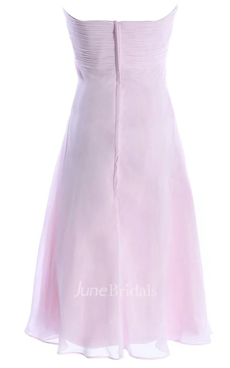 Elegant Ruched Drapped Chiffon A-line Dress With Flowers