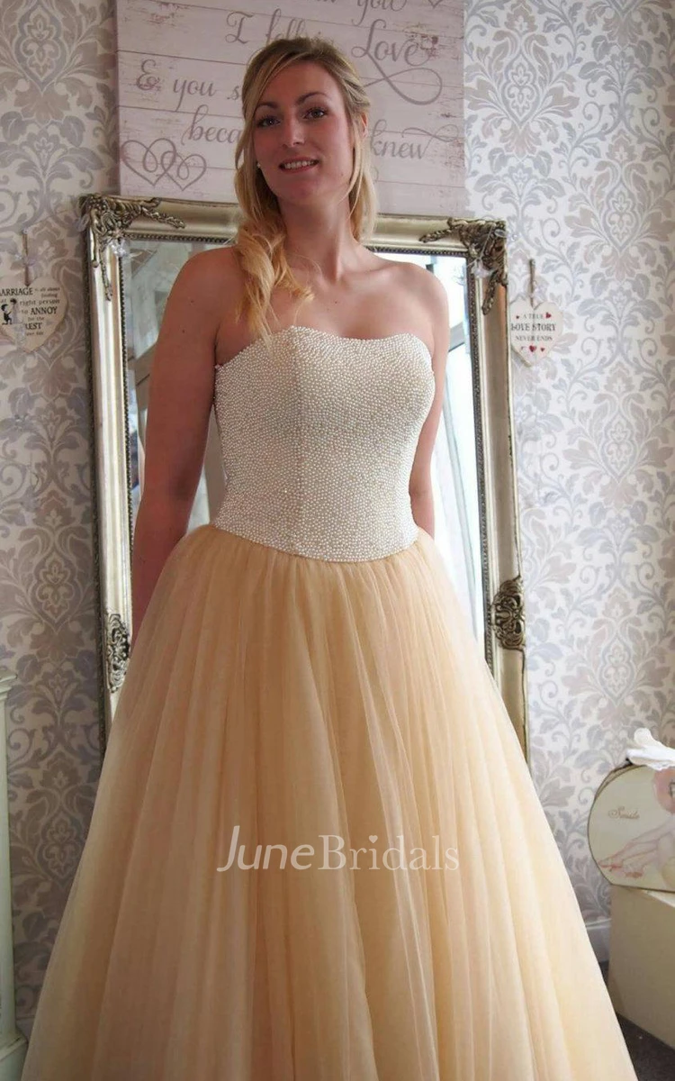 Strapless Tulle Wedding Dress With Beaded Corset