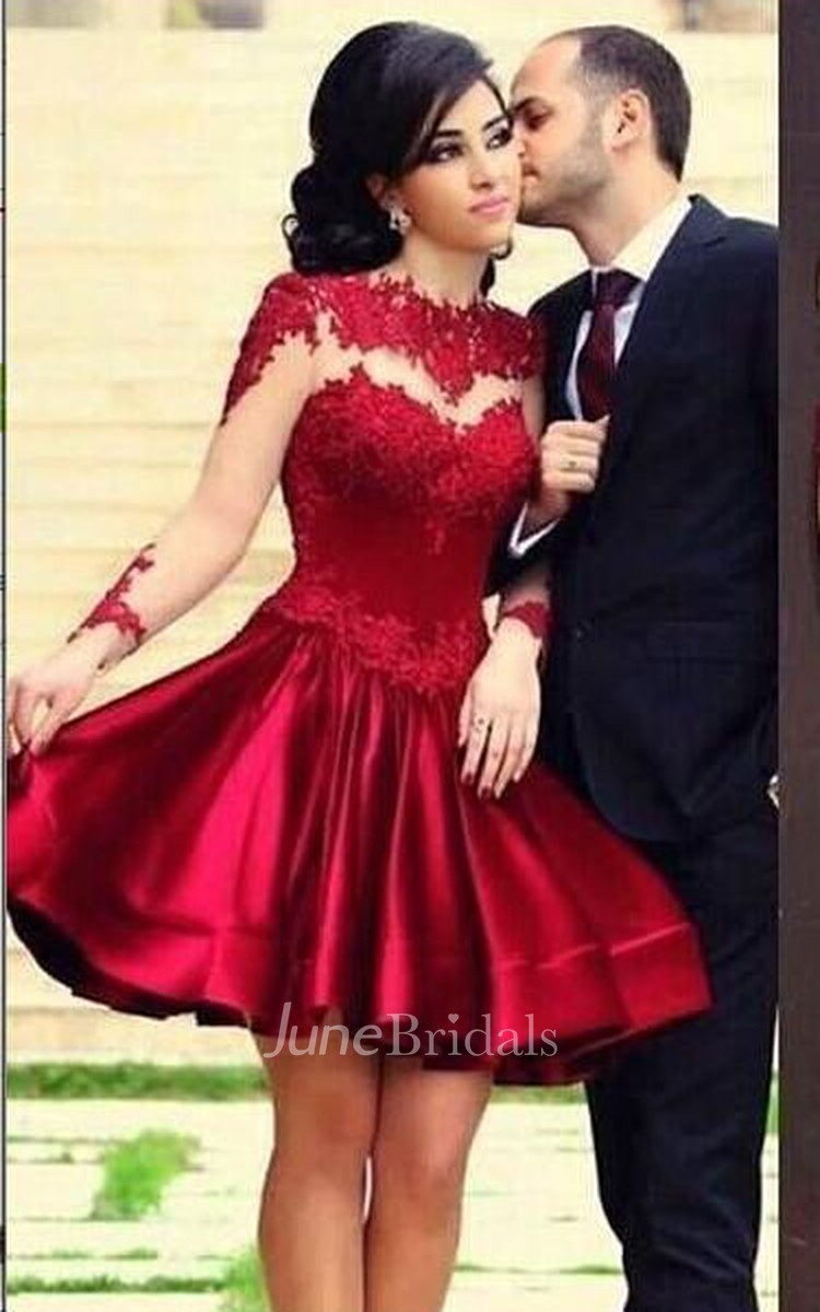 Long sleeve red homecoming dress best sale