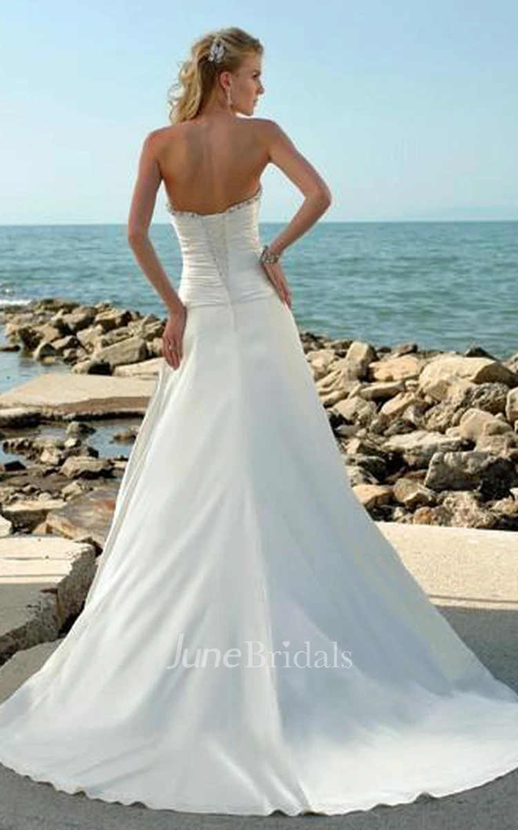 A-Line Strapless Taffeta Wedding Dress