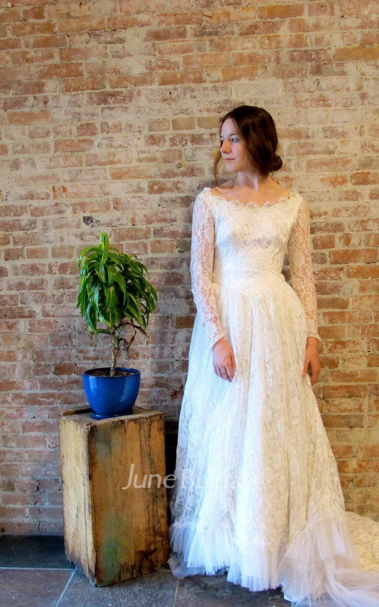 Lace Weddig Dress With Beading Sequins