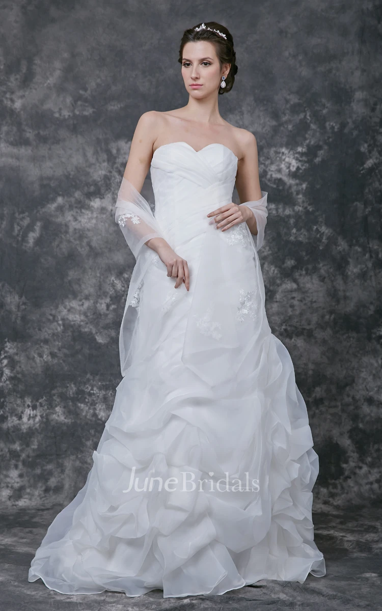 Sleeveless Ruffled Sheath Organza Gown(Cape Not Included)
