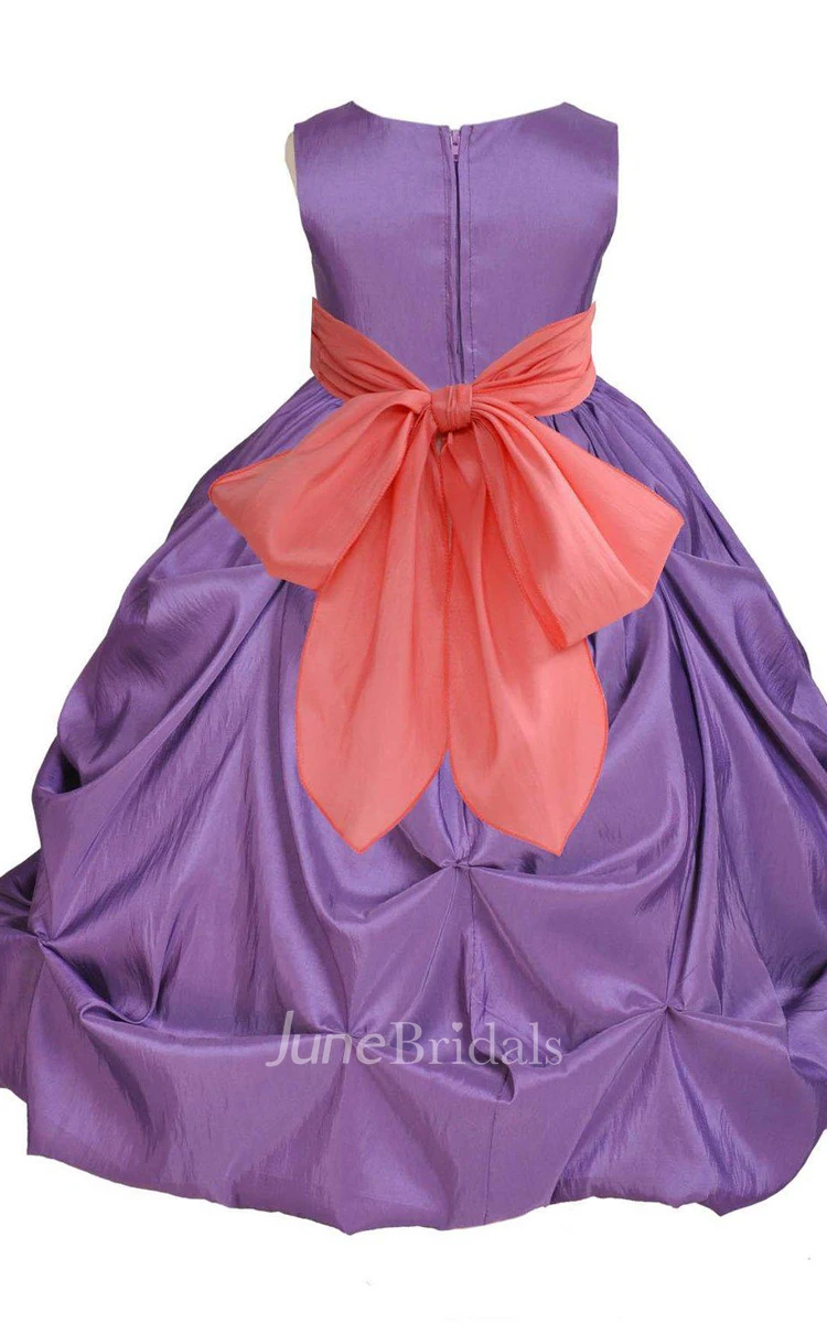 Sleeveless Scoop-neck A-line Ruffled Dress With Belt