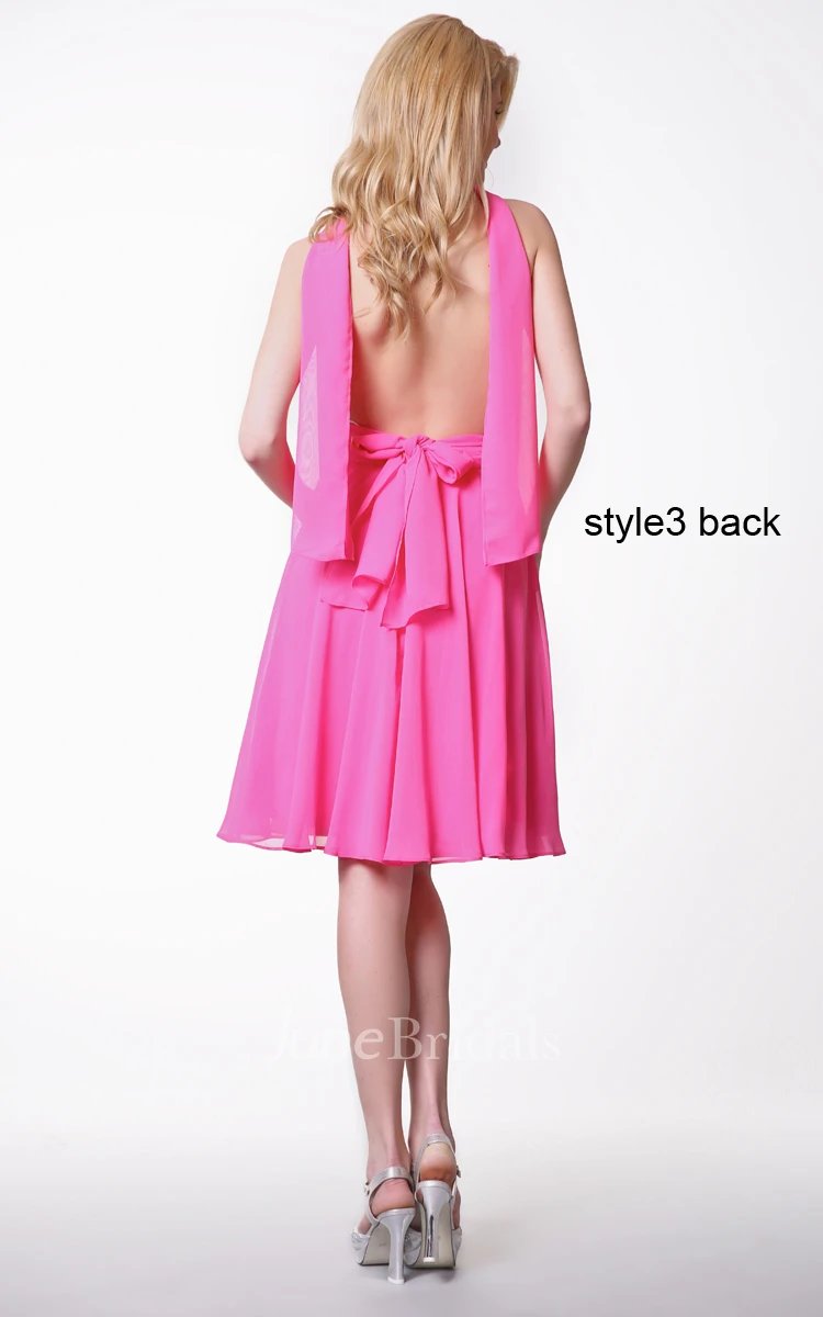 Sweetheart Ruched Short Chiffon Dress With Convertible Straps