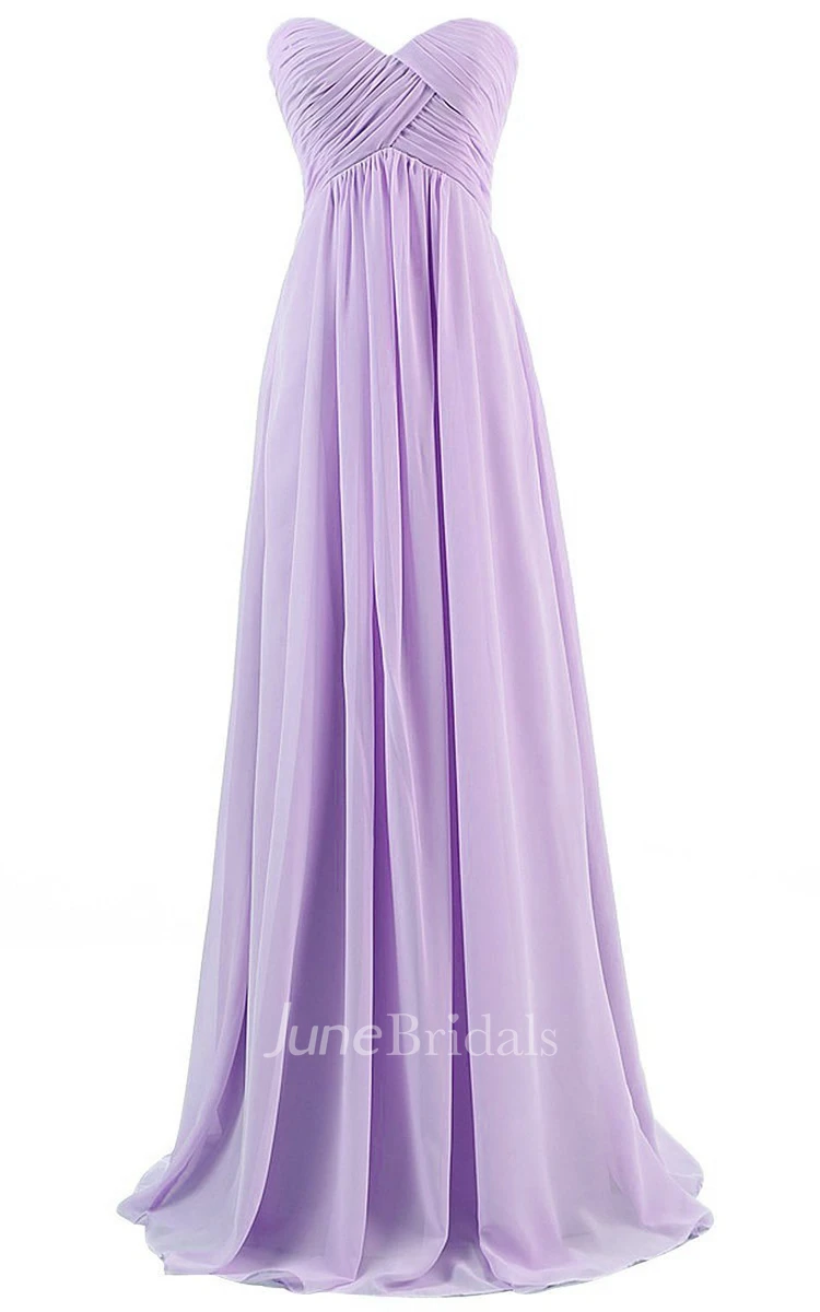 Strapless Sweetheart Ruched Chiffon Empire Gown