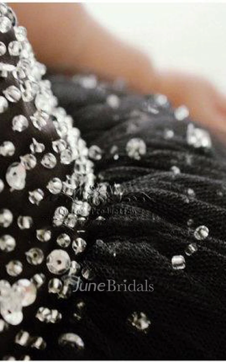 Sleeveless Jewel Neckline Ball Gown Tulle Dress With Beadings