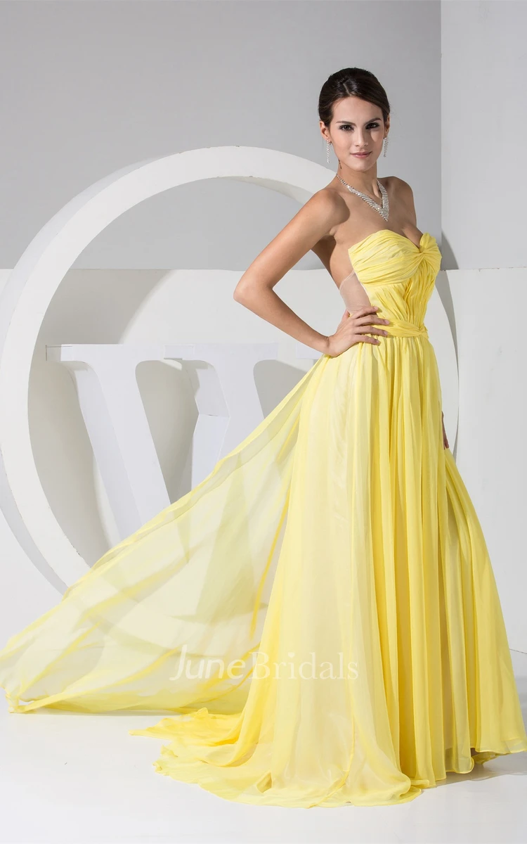 Sweetheart Chiffon Pleated Dress with Ruching Backless Design