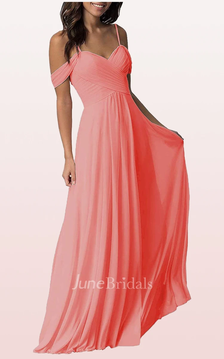 Elegant A Line Off-the-shoulder Chiffon Sleeveless Bridesmaid Dress