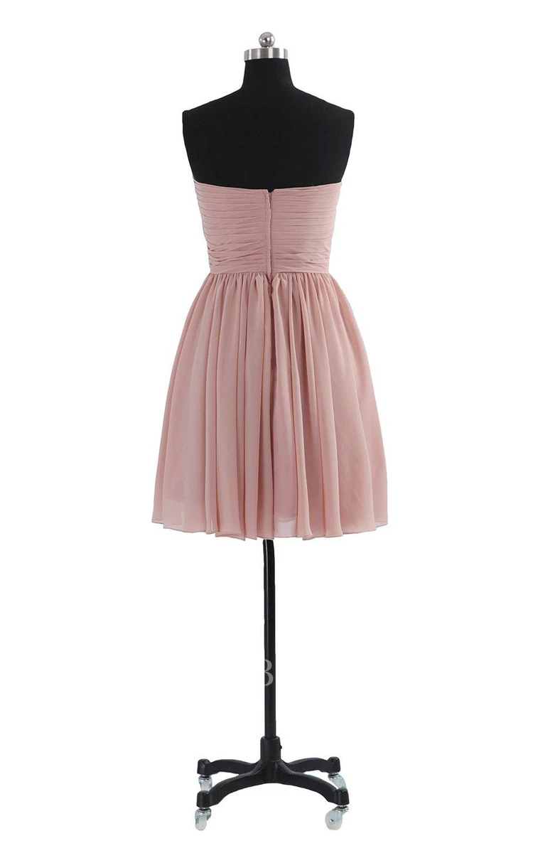 Sweetheart A-line Short Dress With Beaded Waistline
