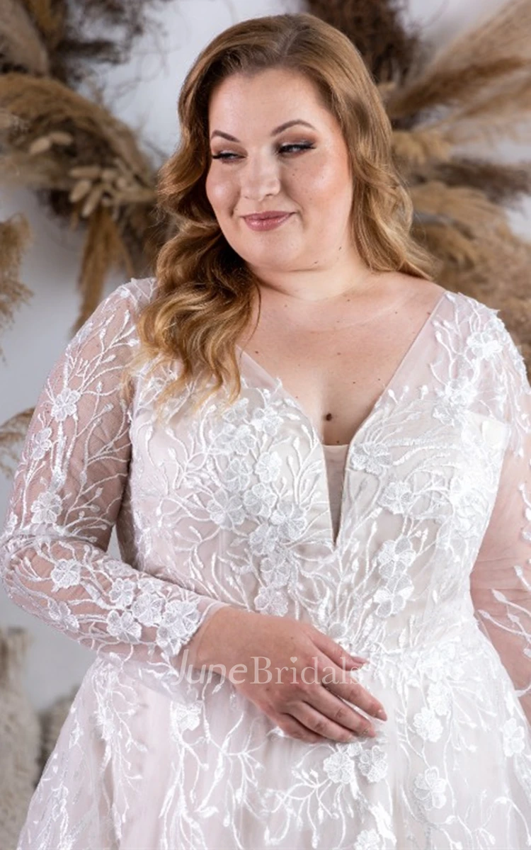 Sexy A Line Plus Size Tulle Corset Back Wedding Dress with Appliques