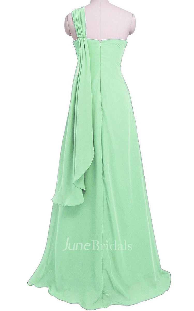 One-shoulder A-line Layered Sequined Chiffon Dress