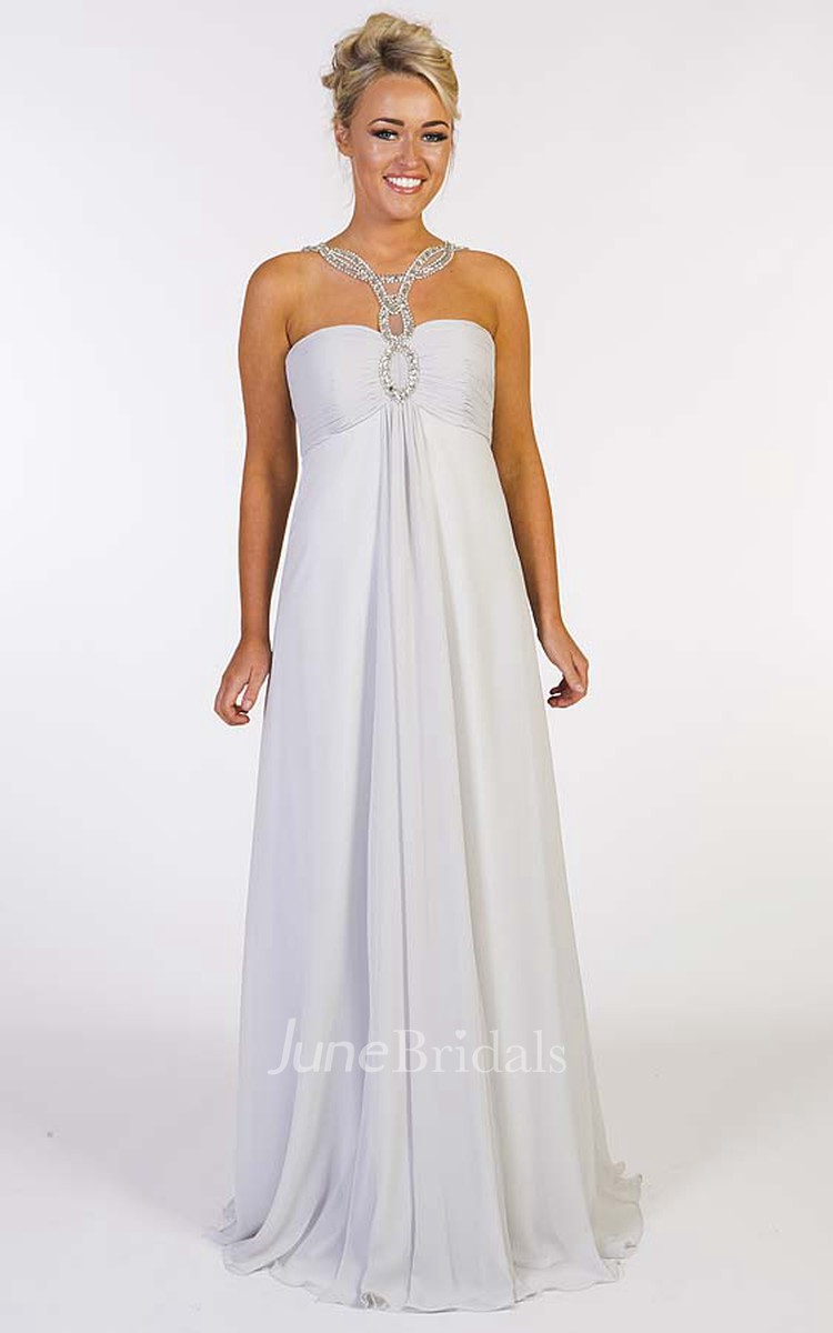 empire sweetheart floor length chiffon dress