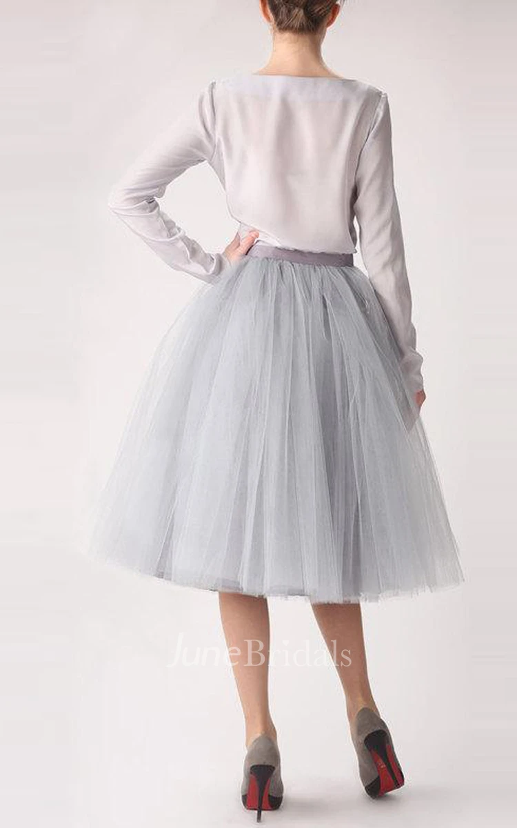 Grey Tulle Tutu Skirt Tea Length Dress