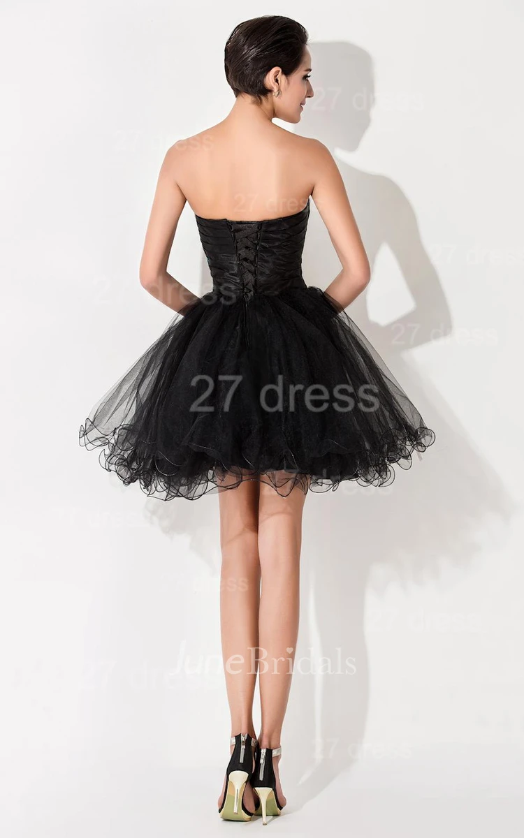 Sexy Black Sweetheart Short Tulle Homecoming Dress Peacock Design