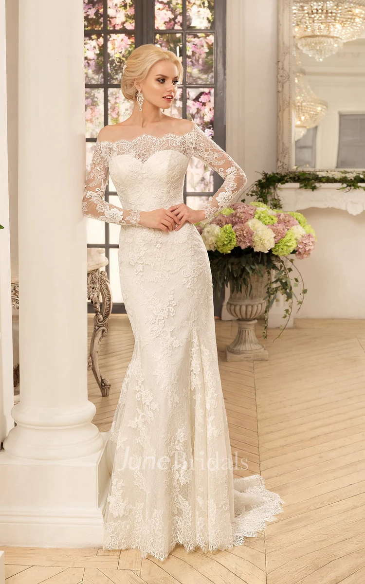 lace wedding dresses fit and flare with illusion long sleeves lace blush  navibluebridal offi…